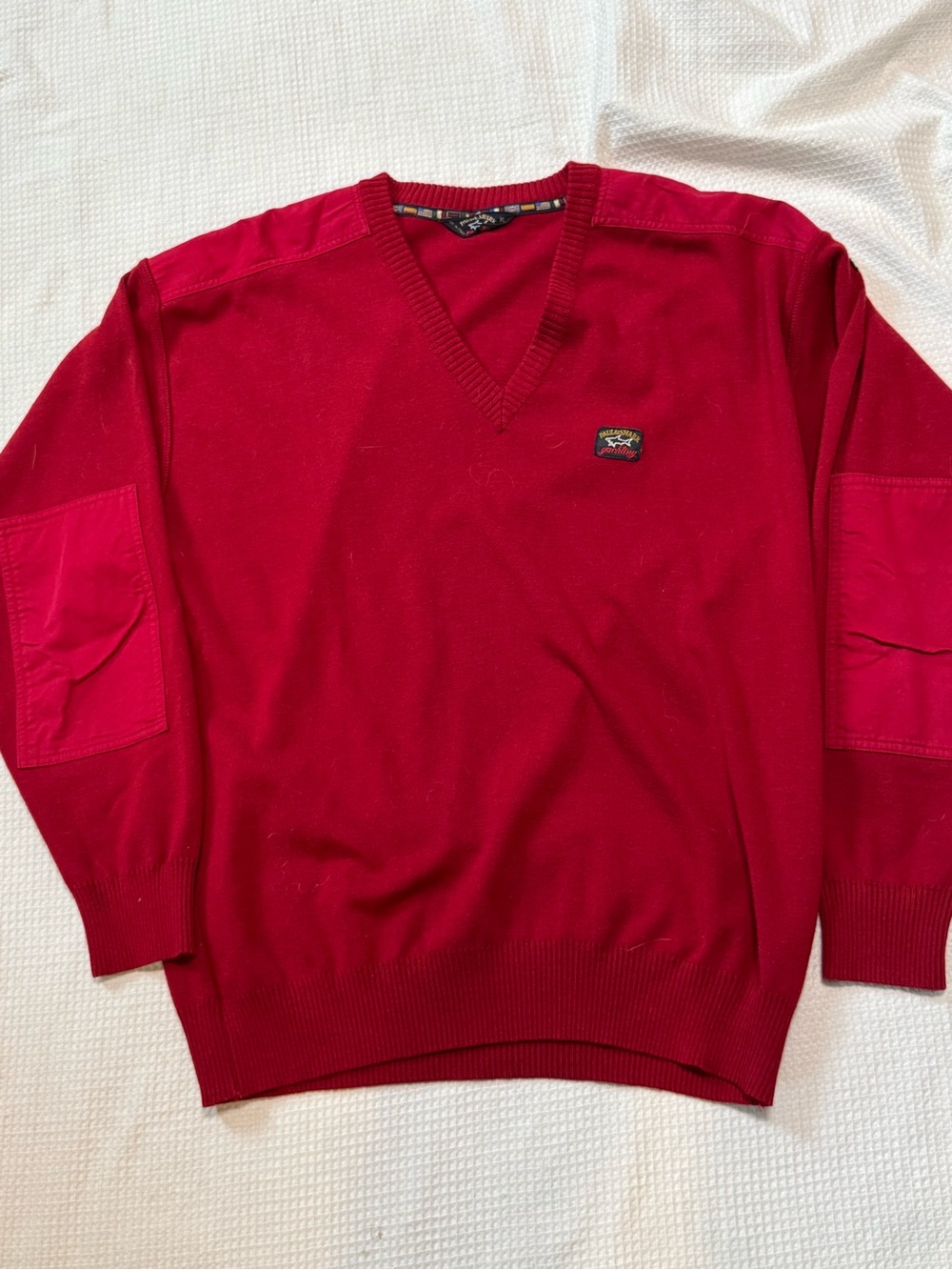 Paul &Shark made in Italy Men's Red V-Neck Sweater